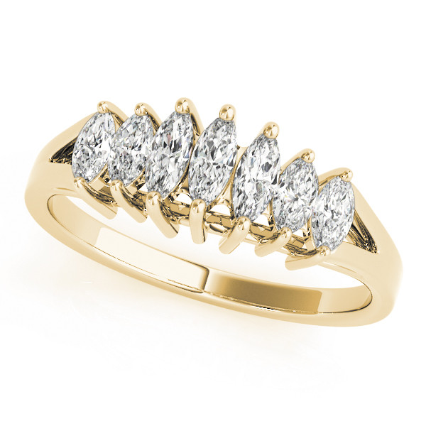 0.65 Ct Lab-Created Marquise Cut Tyleigh 7 Stone Diamond Ring in 9K White Gold