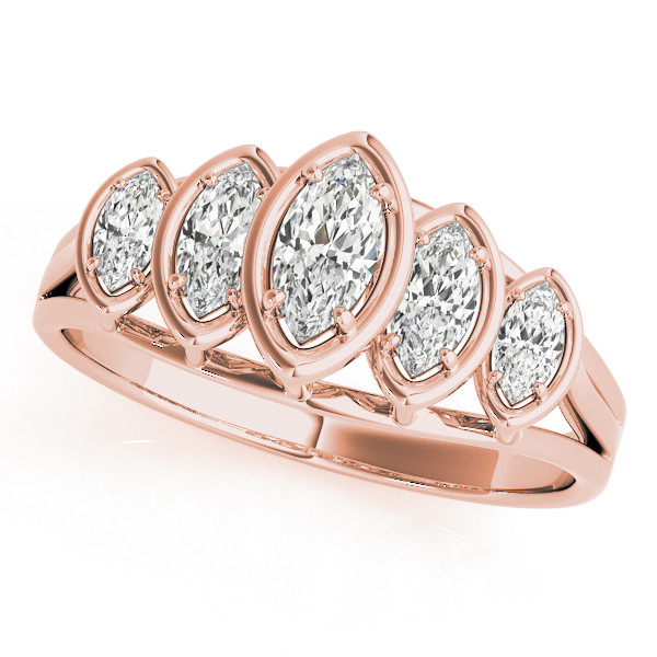 0.63 Ct Lab-Created Marquise Cut 5 Stone Diamond Ring in 9K White Gold