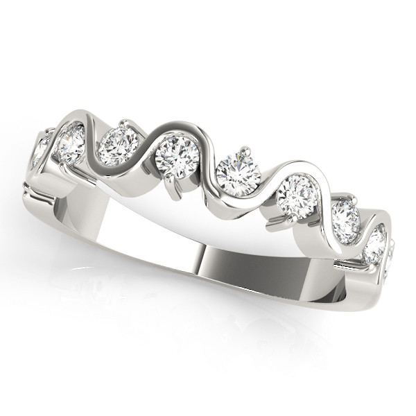 0.5 Ct Lab-Created Round Cut  Half Eternity Diamond Rings in 9K White Gold