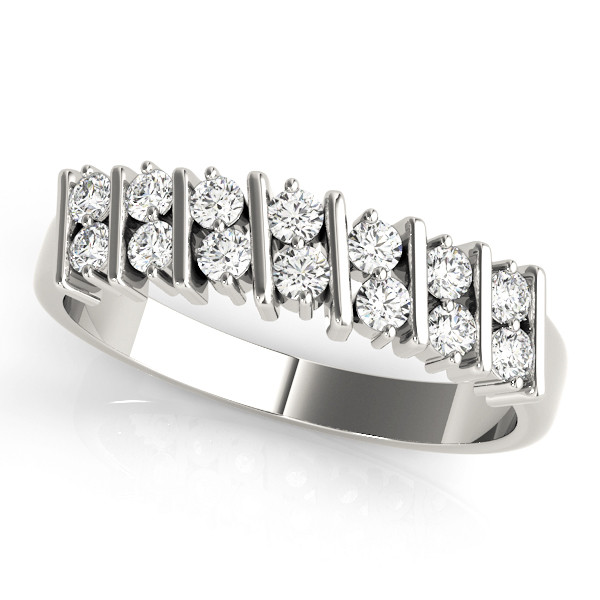 0.33 Ct Lab-Created Round Cut  Half Eternity Diamond Rings in 9K White Gold