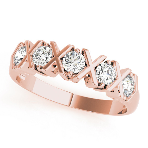 0.25 Ct Lab Grown Round Cut  5 Stone Ring Diamond Rings in 9K Yellow Gold