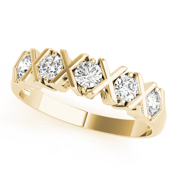0.25 Ct Lab-Created Round Cut  5 Stone Ring Diamond Rings in 9K Yellow Gold