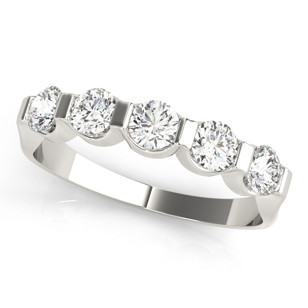 0.25 Ct Lab-Created Round Cut  5 Stone Diamond Ring in 9K White Gold