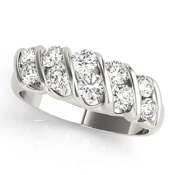 0.25 Ct Lab-Created Round Cut  5 Stone Ring Diamond Rings in 9K White Gold