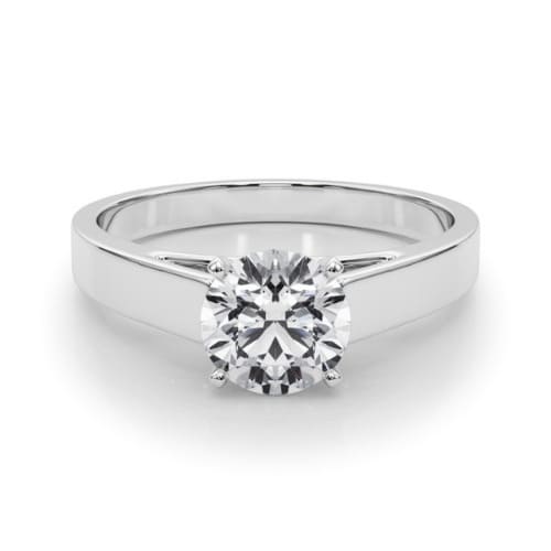 0.2 Ct Natural Round Cut Ourdolat  Solitaire Diamond Rings in 9K White Gold