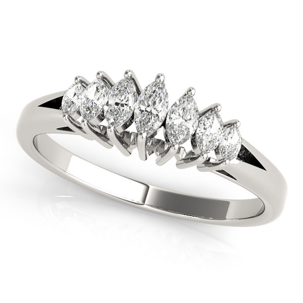 0.22 Ct Lab-Created Marquise Cut Rayanna 7 Stone Ring Diamond Rings in 9K White Gold