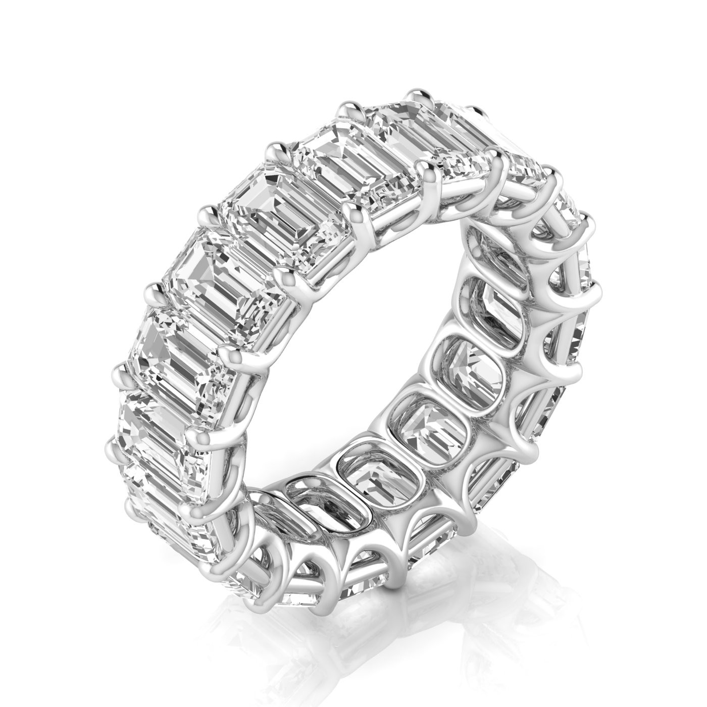 8 Ct Natural Emerald Cut Barbara  Diamond Rings in Platinum(950)