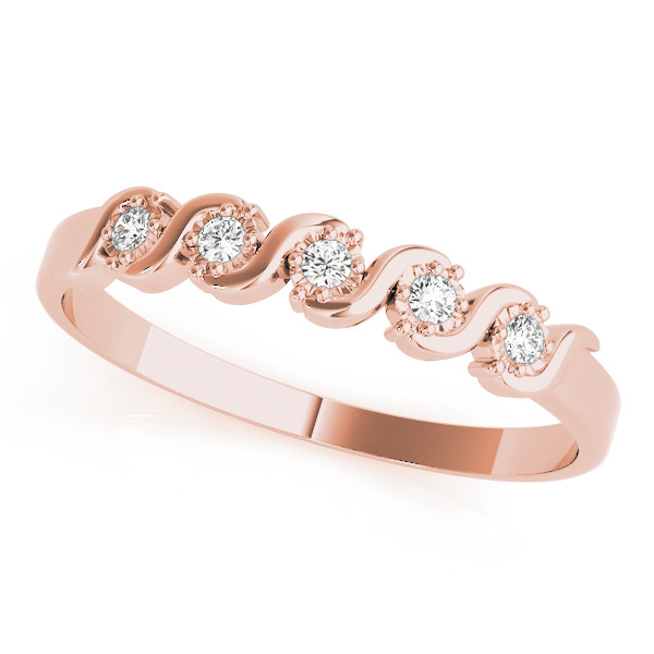 Lab Grown Rose Gold Bar-Set 5 Stone Diamond Ring