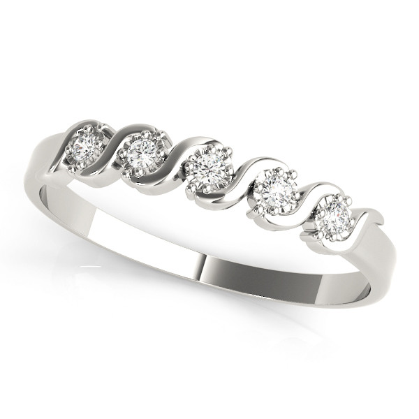 0.05 Ct Lab-Created Round Cut  5 Stone Ring Diamond Rings in 9K White Gold