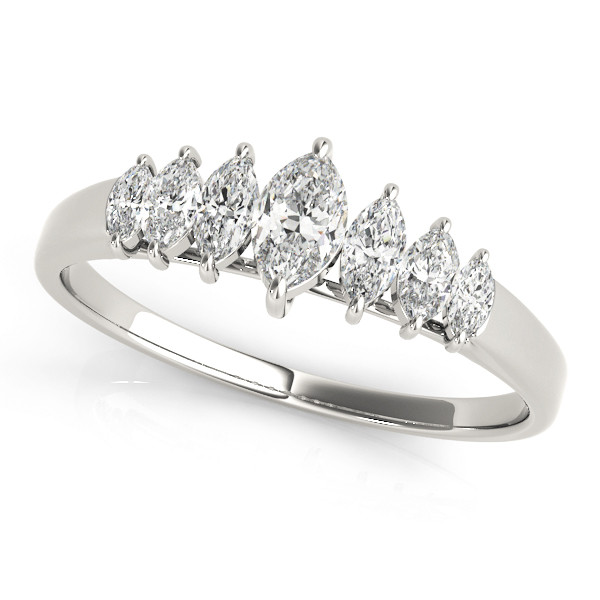 0.48 Ct Lab-Created Marquise Cut Pressley 7 Stone Diamond Ring in 9K White Gold