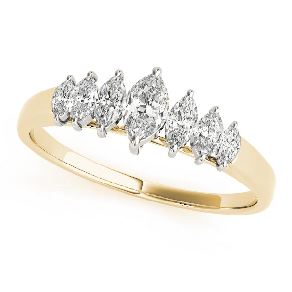 0.48 Ct Lab-Created Marquise Cut Pressley 7 Stone Diamond Ring in 9K White Gold