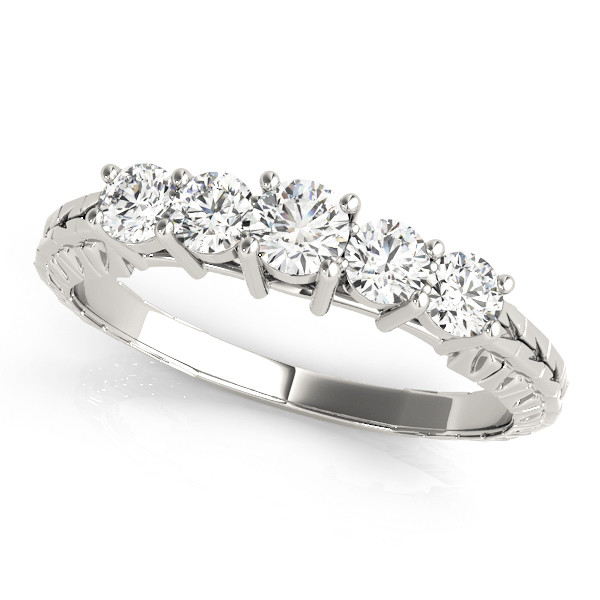 0.16 Ct Lab-Created Round Cut Ryann 5 Stone Ring Diamond Rings in 9K White Gold