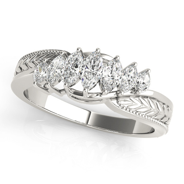 Lab-Created Marquise Cut Renezmae 7 Stone Diamond Ring in 9K White Gold