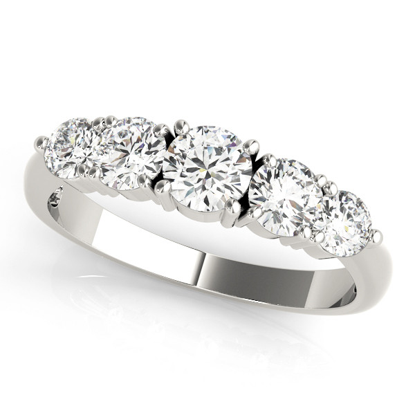 1 Ct Lab-Created Round Cut Solana  5 Stone Ring Diamond Rings in 9K White Gold