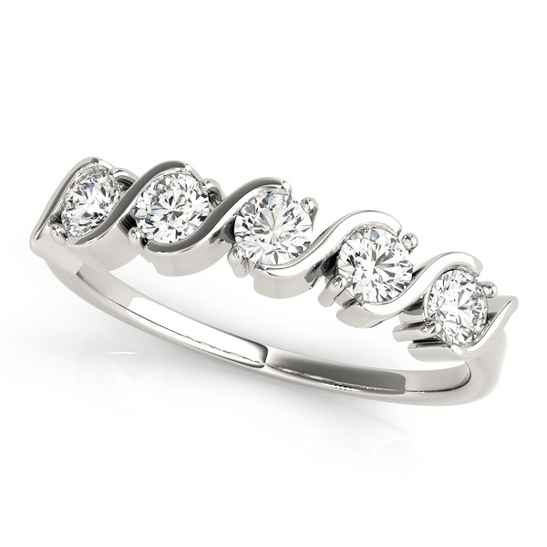 0.25 Ct Lab-Created Round Cut  5 Stone Ring Diamond Rings in 9K White Gold