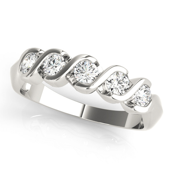 0.25 Ct Lab-Created Round Cut  5 Stone Ring Diamond Rings in 9K White Gold