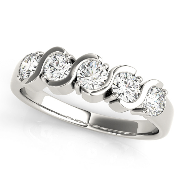 0.25 Ct Lab-Created Round Cut  5 Stone Ring Diamond Rings in 9K White Gold