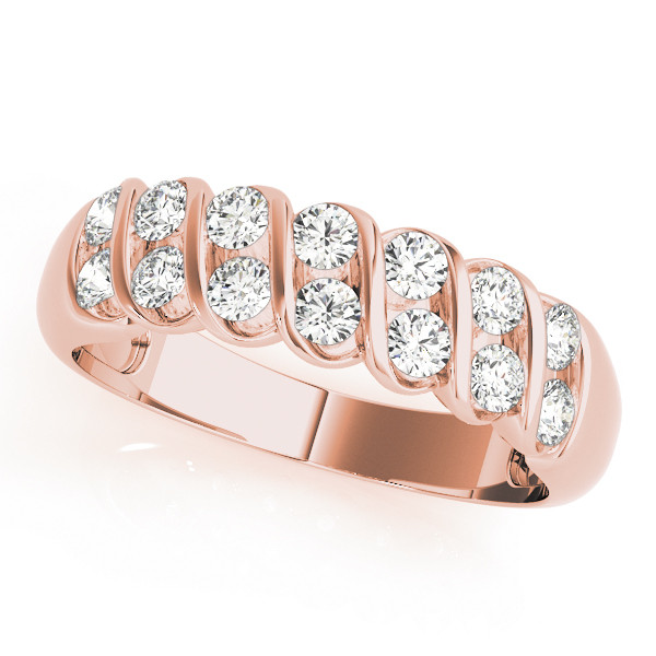 Lab Grown Rose Gold Bar-Set Half Eternity Diamond Ring