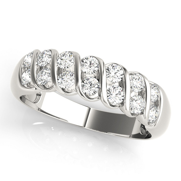 0.25 Ct Lab-Created Round Cut  Half Eternity Diamond Rings in 9K White Gold
