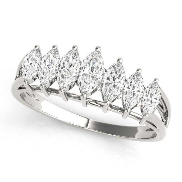 1.13 Ct Lab-Created Marquise Cut Ispina 7 Stone Diamond Ring in 9K White Gold