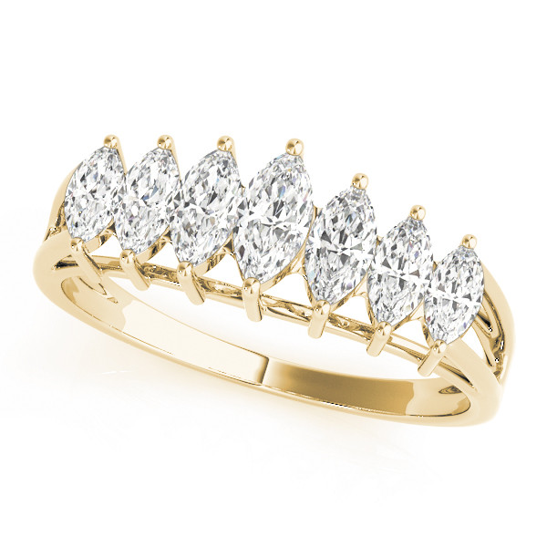 1.13 Ct Lab-Created Marquise Cut Ispina 7 Stone Diamond Ring in 9K White Gold