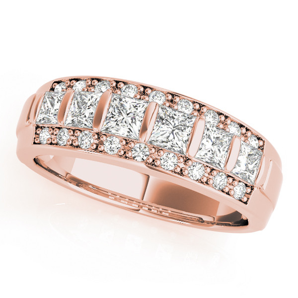 Aivy Lab Grown Rose Gold Bar And Prong Set  Diamond Ring