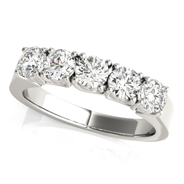 0.2 Ct Lab-Created Round Cut Yamileth  5 Stone Ring Diamond Rings in 9K White Gold