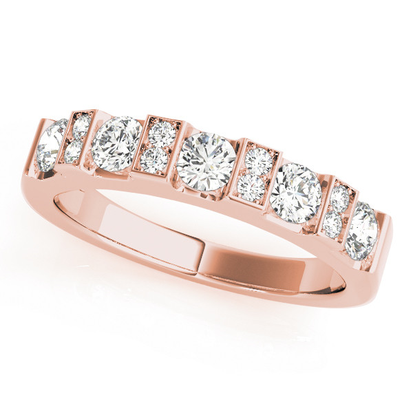 Lab Grown Rose Gold Bar-Set Half Eternity Diamond Ring