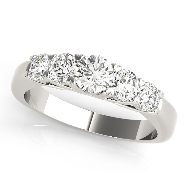 0.25 Ct Lab-Created Round Cut Arlett 5 Stone Ring Diamond Rings in 9K White Gold