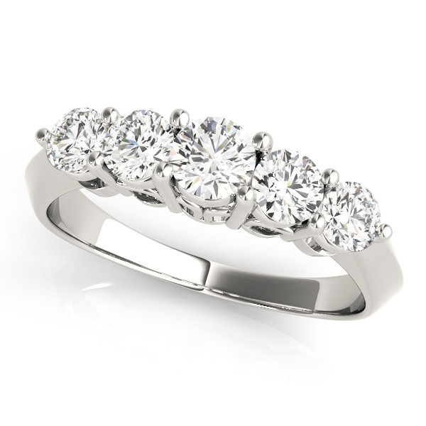 0.25 Ct Lab-Created Round Cut Cadence 5 Stone Ring Diamond Rings in 9K White Gold