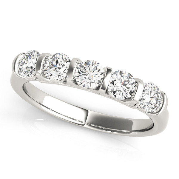 0.25 Ct Lab-Created Round Cut  5 Stone Ring Diamond Rings in 9K White Gold
