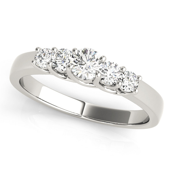 0.25 Ct Lab-Created Round Cut Alianna 5 Stone Ring Diamond Rings in 9K White Gold