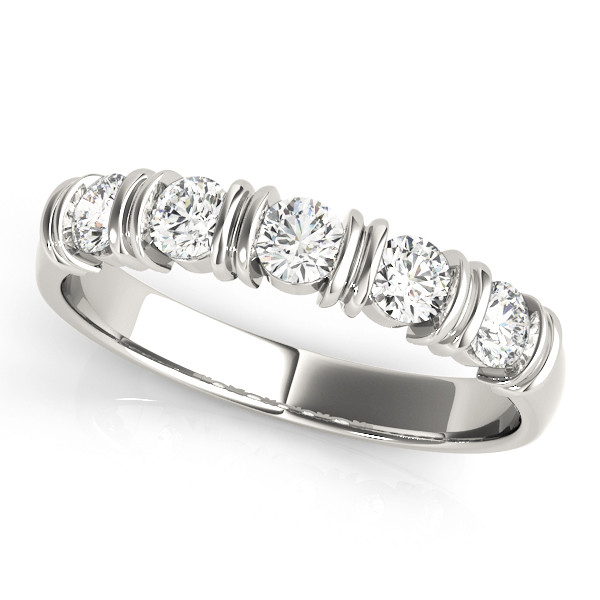 0.5 Ct Lab-Created Round Cut  5 Stone Ring Diamond Rings in 9K White Gold