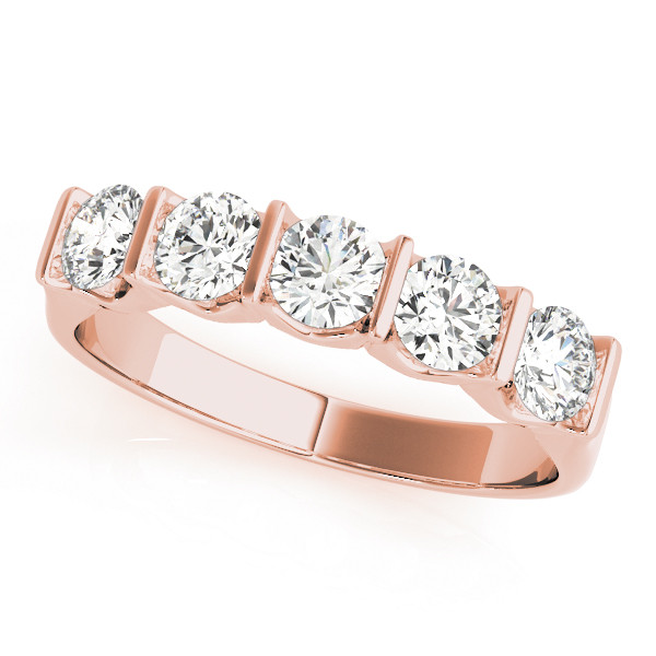 1 Ct Lab-Created Round Cut  5 Stone Ring Diamond Rings in 9K White Gold