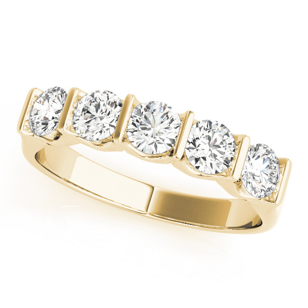 1 Ct Lab-Created Round Cut  5 Stone Ring Diamond Rings in 9K White Gold