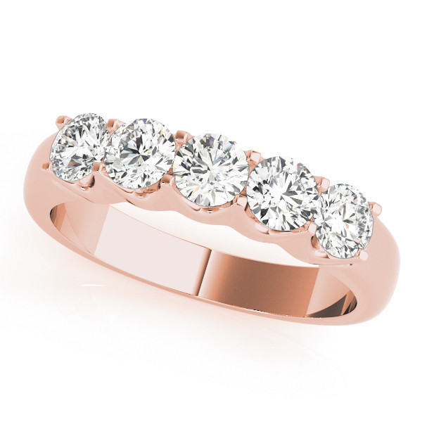 1 Ct Lab-Created Round Cut Blanca 5 Stone Ring Diamond Rings in 9K White Gold