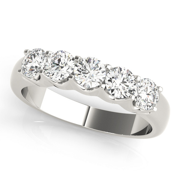 1 Ct Lab-Created Round Cut Blanca 5 Stone Ring Diamond Rings in 9K White Gold