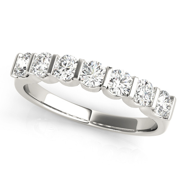 0.5 Ct Lab-Created Round Cut  7 Stone Ring Diamond Rings in 9K White Gold