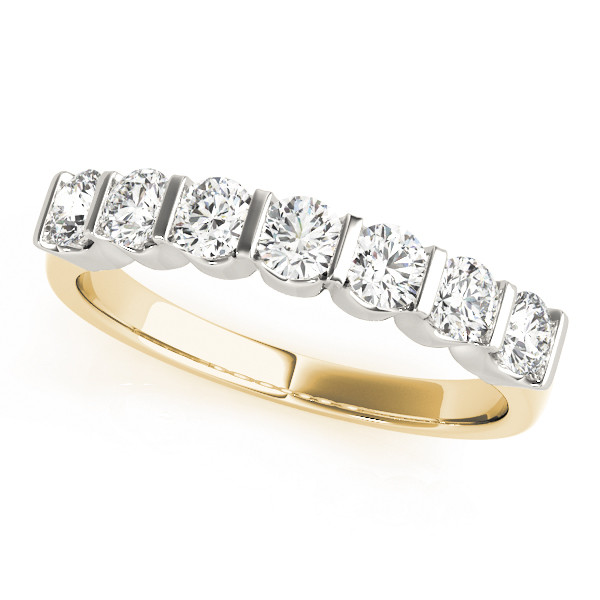 0.5 Ct Lab-Created Round Cut  7 Stone Ring Diamond Rings in 9K White Gold