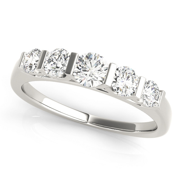 0.5 Ct Lab-Created Round Cut  5 Stone Ring Diamond Rings in 9K White Gold