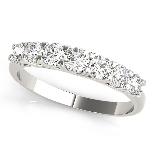 0.87 Ct Lab-Created Round Cut Avah 7 Stone Ring Diamond Rings in 9K White Gold
