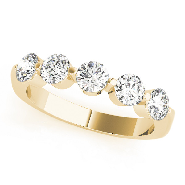 Ashlynn Lab Grown Yellow Gold Bar set  5 Stone Diamond Ring