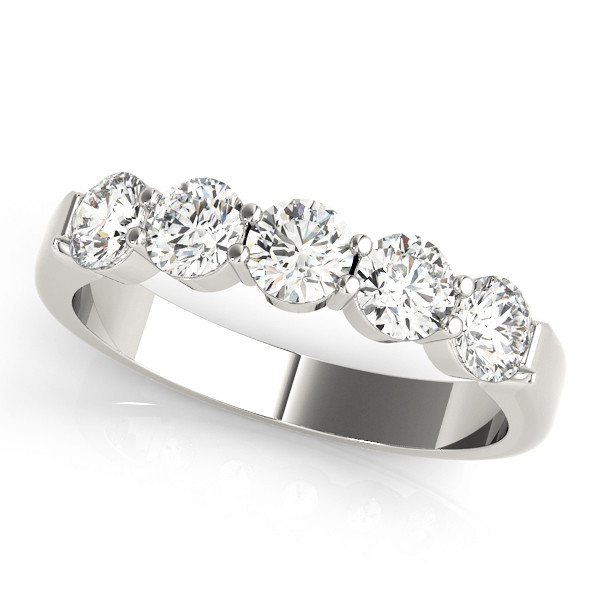 0.75 Ct Lab Grown Round Cut Amaris  5 Stone Ring Diamond Rings in 9K White Gold