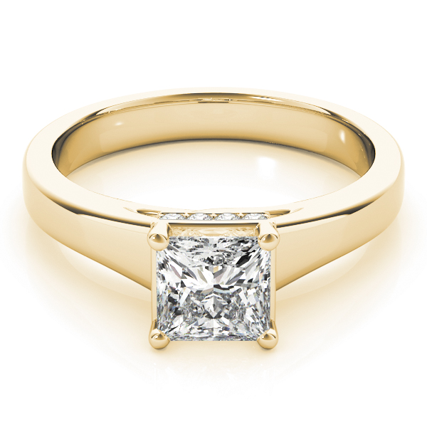 Relasina Lab Grown Yellow Gold 4 Prong  Side Stone Diamond Ring