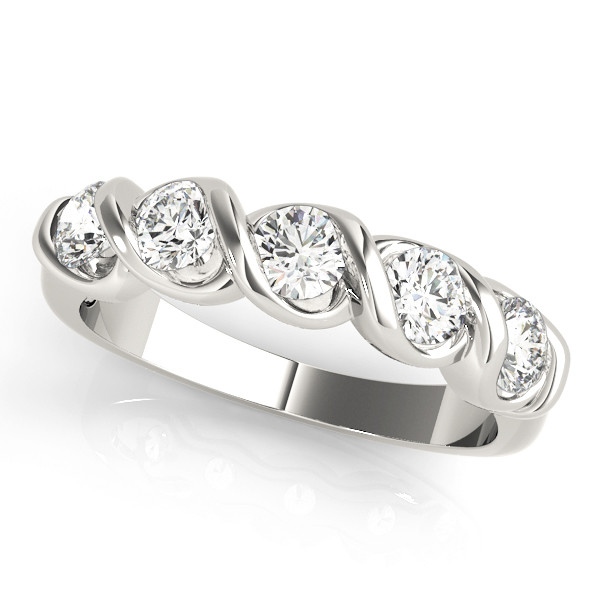 0.25 Ct Lab Grown Round Cut  5 Stone Ring Diamond Rings in 9K White Gold