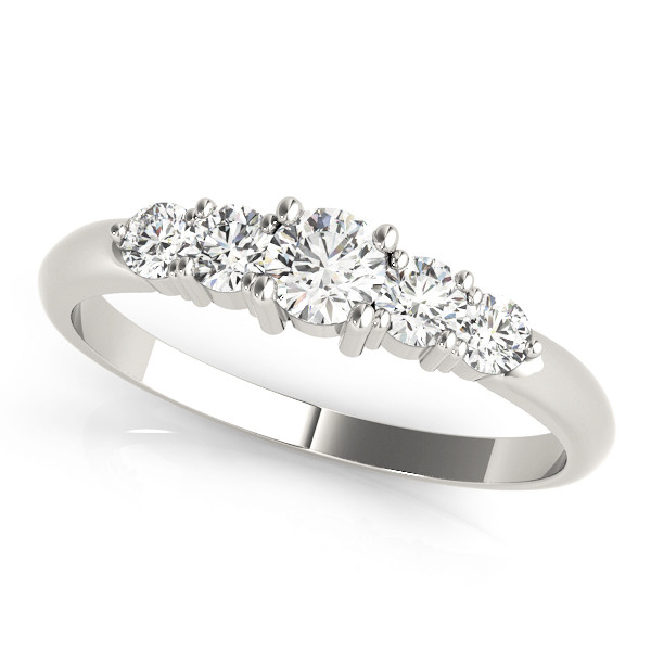 0.5 Ct Lab Grown Round Cut Senna 5 Stone Ring Diamond Rings in 9K White Gold