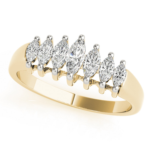 0.38 Ct Lab-Created Marquise Cut Waverlay 7 Stone Diamond Ring in 9K White Gold