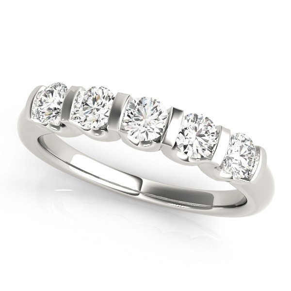 0.5 Ct Lab-Created Round Cut  5 Stone Diamond Ring in 9K White Gold