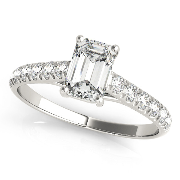 0.2 Ct Natural Diamond Emerald Cut Liara Side Stone Engagement Rings in Silver 925
