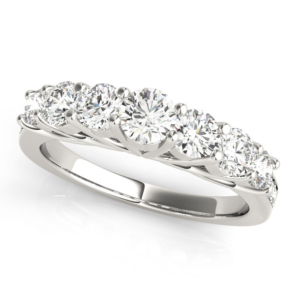 1 Ct Lab-Created Round Cut Erika 7 Stone Ring Diamond Rings in 9K White Gold